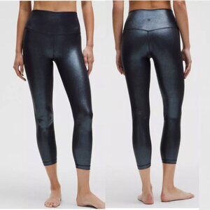 Lululemon Align High-Rise Ribbed Pant 25" *Shine Black High-Waisted Leggings 10